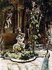 Palazzo Canvas Paintings - The Garden Of The Palazzo Malipiero